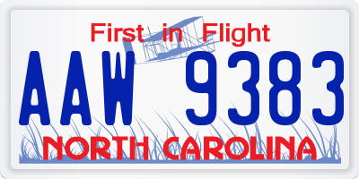 NC license plate AAW9383