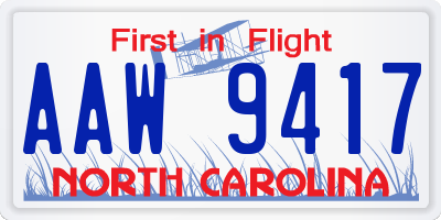 NC license plate AAW9417
