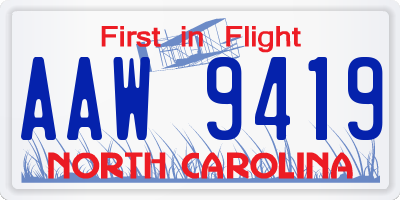 NC license plate AAW9419