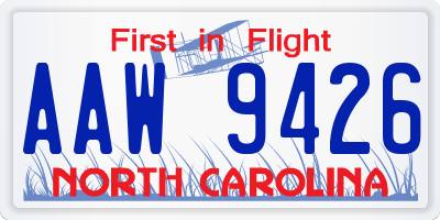 NC license plate AAW9426