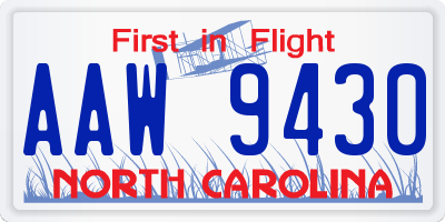 NC license plate AAW9430