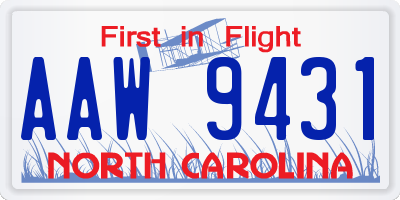 NC license plate AAW9431