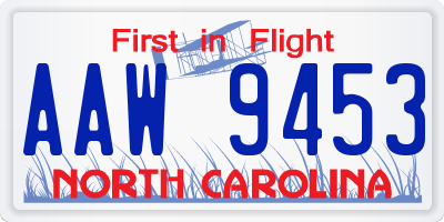 NC license plate AAW9453