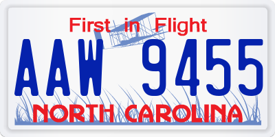 NC license plate AAW9455