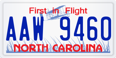 NC license plate AAW9460