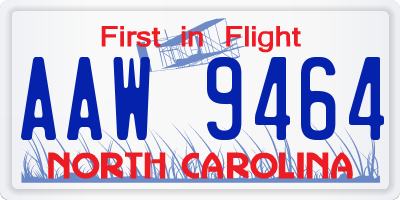 NC license plate AAW9464