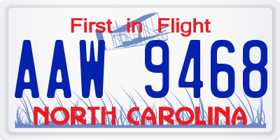 NC license plate AAW9468