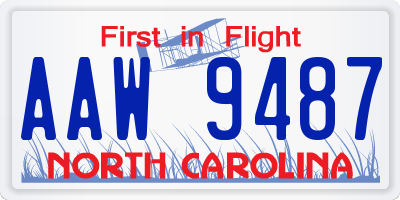 NC license plate AAW9487