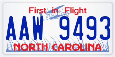 NC license plate AAW9493