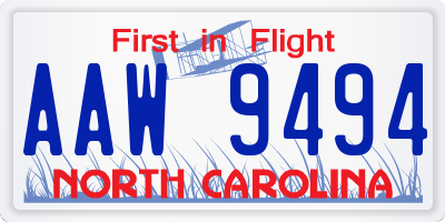 NC license plate AAW9494