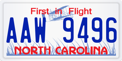 NC license plate AAW9496