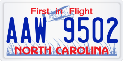 NC license plate AAW9502