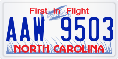 NC license plate AAW9503