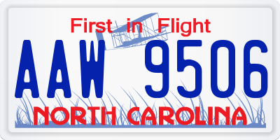 NC license plate AAW9506