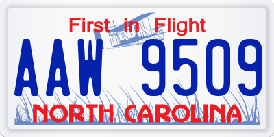 NC license plate AAW9509