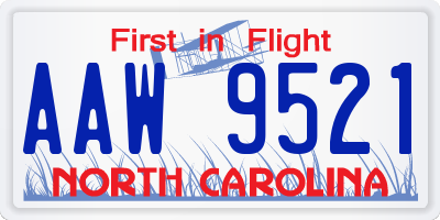NC license plate AAW9521