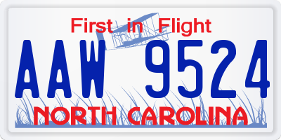 NC license plate AAW9524