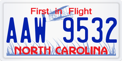 NC license plate AAW9532