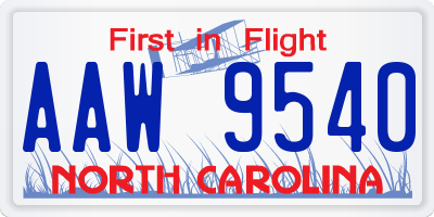 NC license plate AAW9540