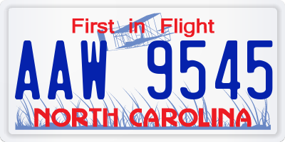 NC license plate AAW9545