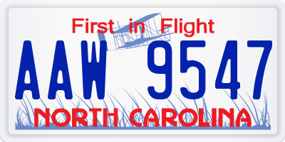 NC license plate AAW9547