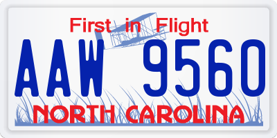 NC license plate AAW9560