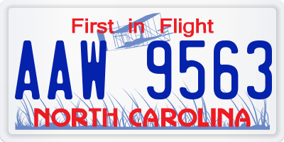 NC license plate AAW9563