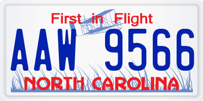NC license plate AAW9566