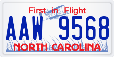 NC license plate AAW9568