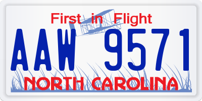 NC license plate AAW9571