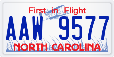 NC license plate AAW9577