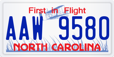 NC license plate AAW9580
