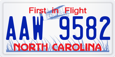 NC license plate AAW9582