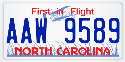 NC license plate AAW9589