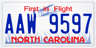 NC license plate AAW9597
