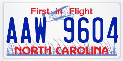 NC license plate AAW9604