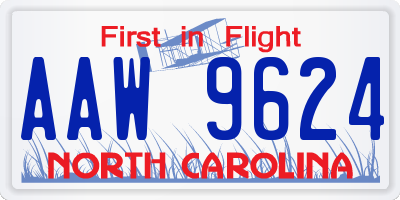 NC license plate AAW9624
