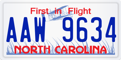 NC license plate AAW9634