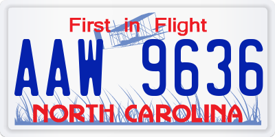 NC license plate AAW9636