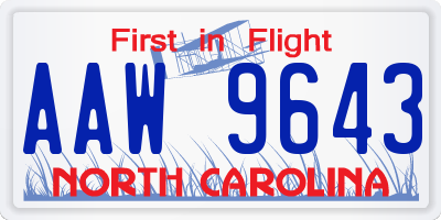 NC license plate AAW9643
