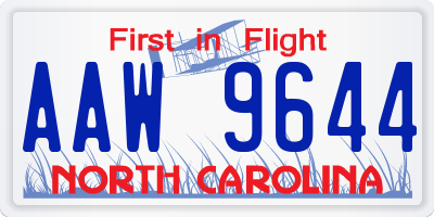 NC license plate AAW9644