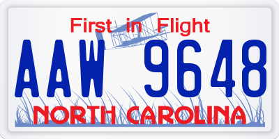 NC license plate AAW9648