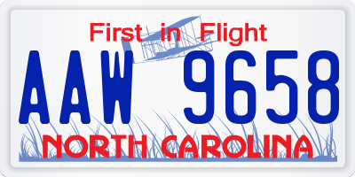 NC license plate AAW9658