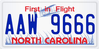 NC license plate AAW9666