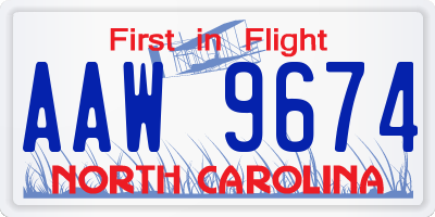 NC license plate AAW9674