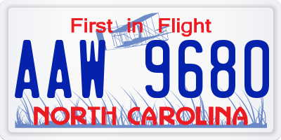 NC license plate AAW9680