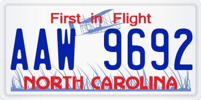 NC license plate AAW9692