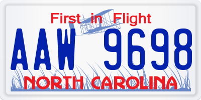 NC license plate AAW9698