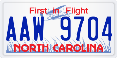 NC license plate AAW9704