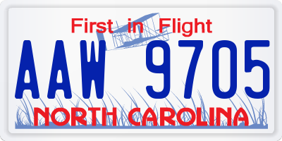 NC license plate AAW9705
